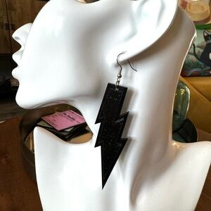Black Lightning Bolt Earrings